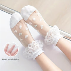 5pairs Kids Lace Ruffled Princess Stockings Breathable Socks