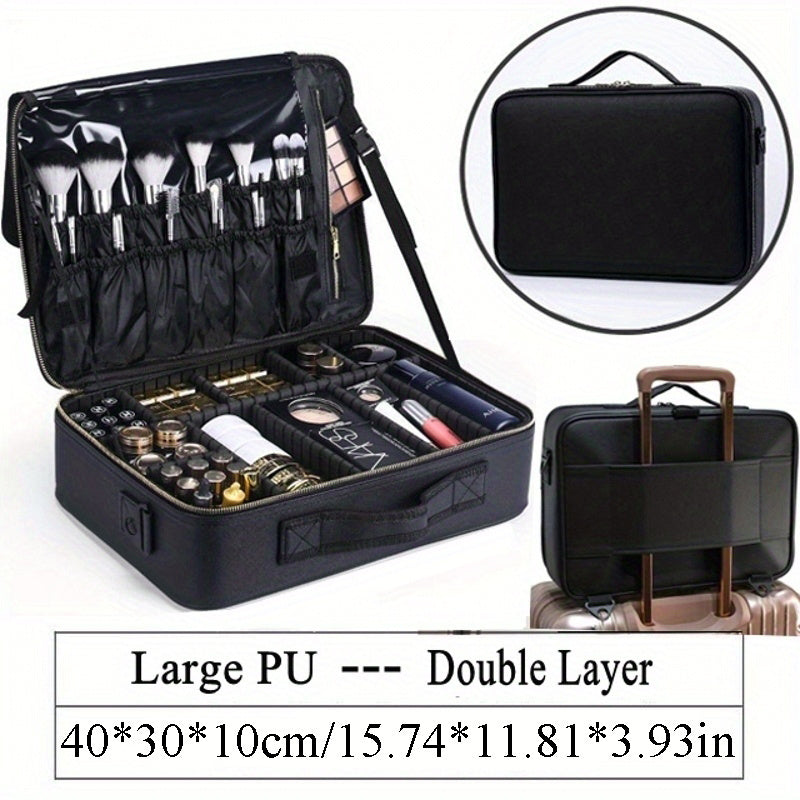 Waterproof Portable Makeup Organizer Bag with Adjustable Dividers