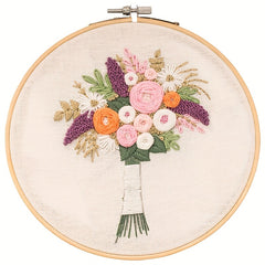 Flower Pattern Embroidery Kit for Beginners with Instructions