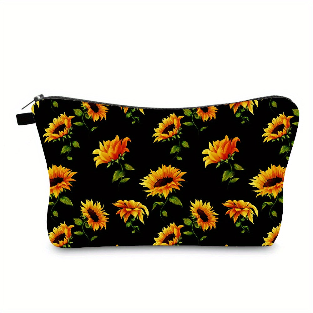 Sunflower Flowers Cosmetic Bag Waterproof Makeup Toiletry Pouch Travel