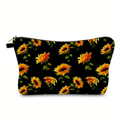 Sunflower Flowers Cosmetic Bag Waterproof Makeup Toiletry Pouch Travel