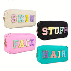 4 Pcs Embroidered Cosmetic Pouch Set Waterproof Travel Makeup Organizer Bag