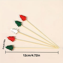 50pcs Christmas Tree Bamboo Sticks For Fruit Party Supplies