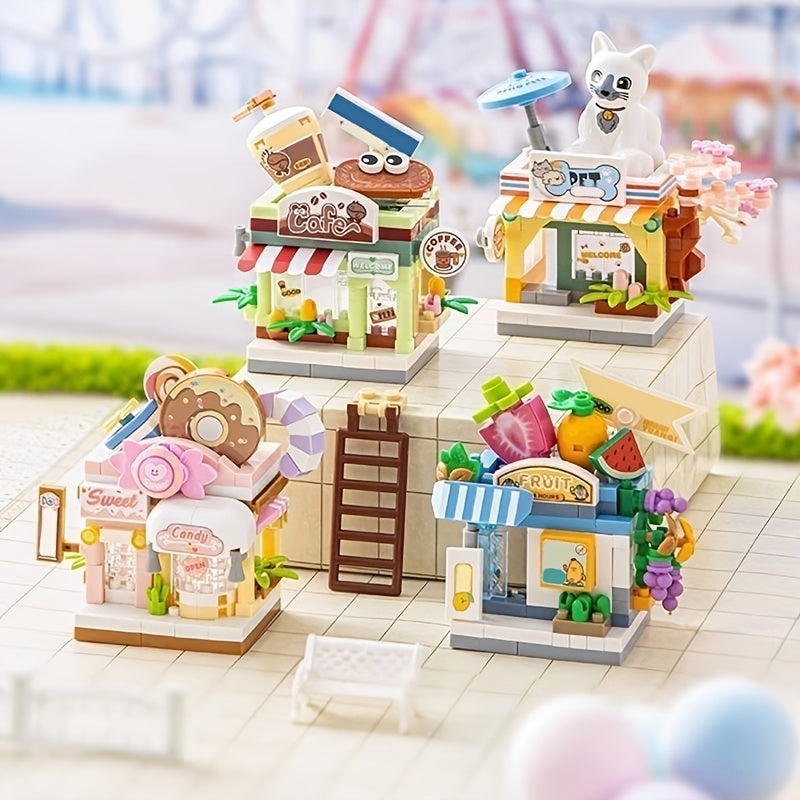 Mini Street View Blocks Build Your Own Dream Shop DIY Models