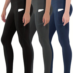 3 Pack Women's Sports Leggings with Pockets High Waisted Yoga Pants