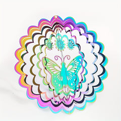 14 Flower Butterfly Wind Spinner 3D Rotating Gradient Wind Chimes