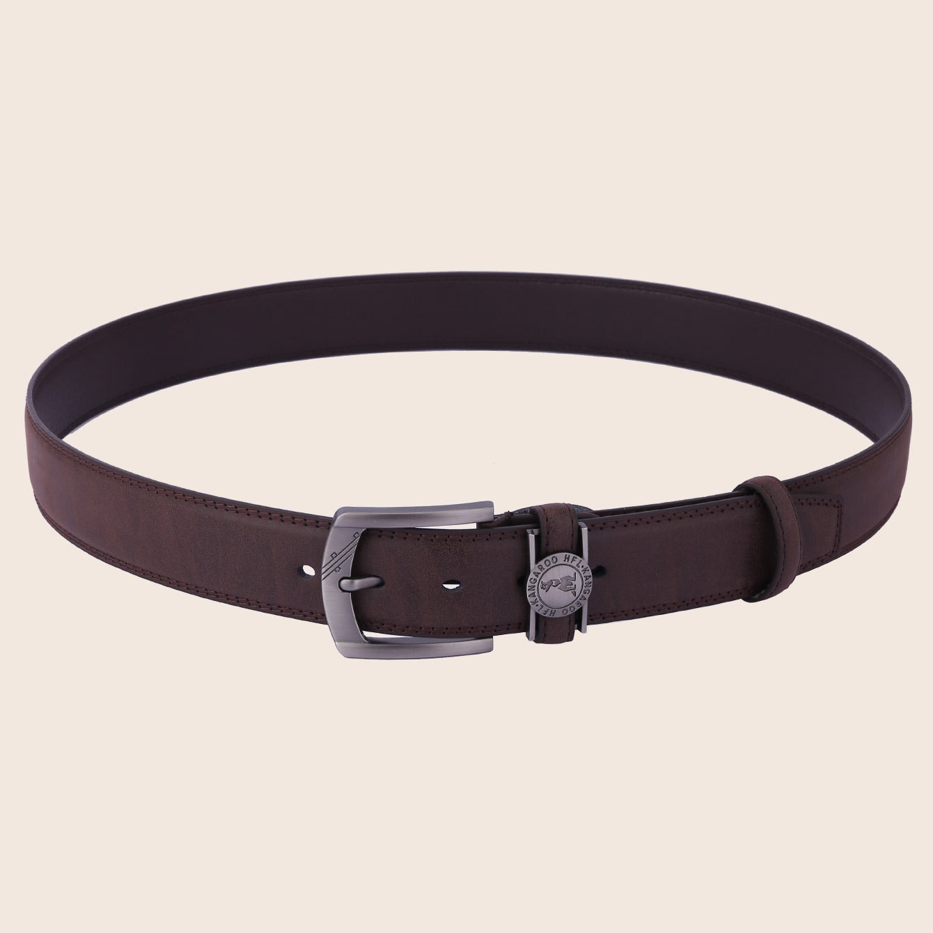 Men's Coffee Brown Double Line Perforated Belt