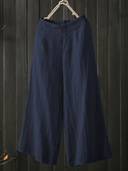 Women's Plus Solid High Rise Wide Leg Trousers