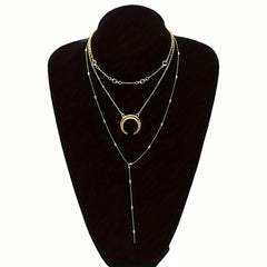Bohemian Style Moon Golden Multilayer Necklace