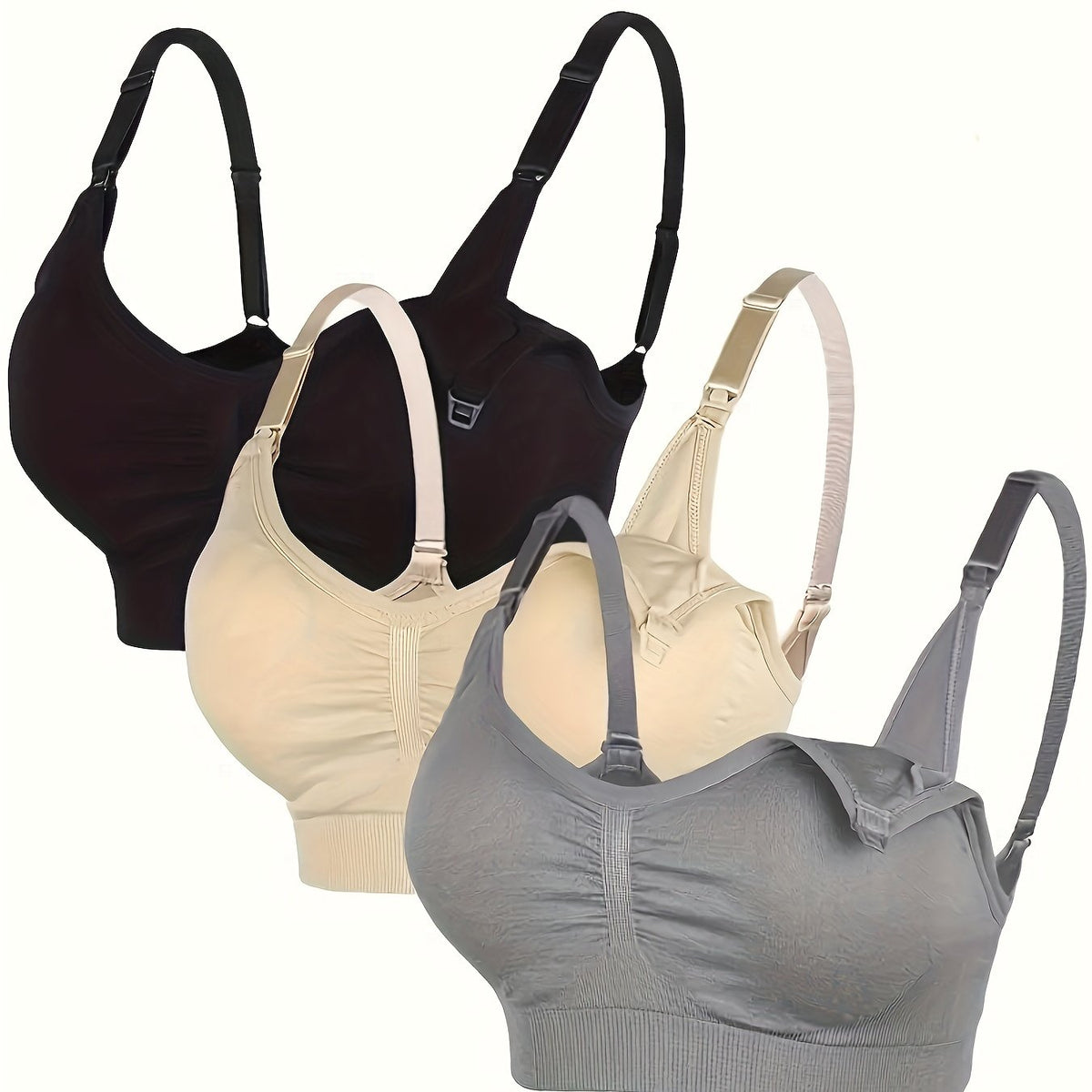 3pcs Front Buckle Wireless Bra Comfy & Push Up Bra