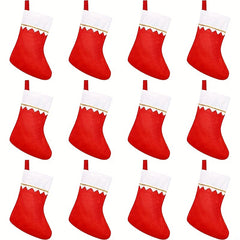 5pcs Lips & Golden Trim Christmas Socks Non-Woven Fabric Green & Gold Thread