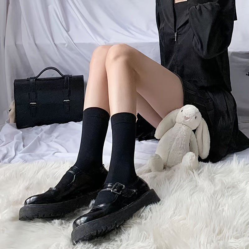 2 Pairs Comfy Solid Socks Women's Stockings