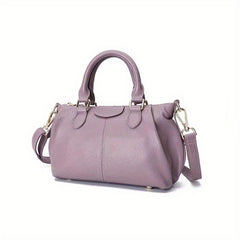 Leather Boston Bag Crossbody Bag With Adjustable Strap
