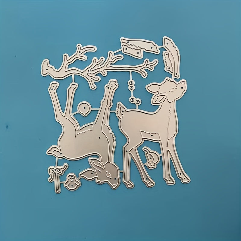 Metal Cutting Dies Branch Bird Two Deers Craft Punch Stencils DIY Card Making