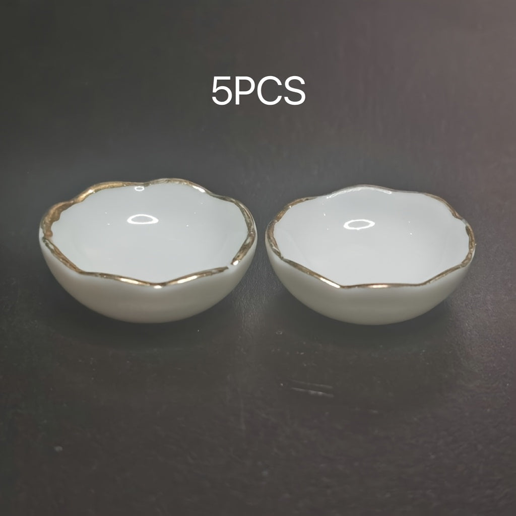 5pcs Toy House Ceramic Bowl Set for DIY Scene Decoration