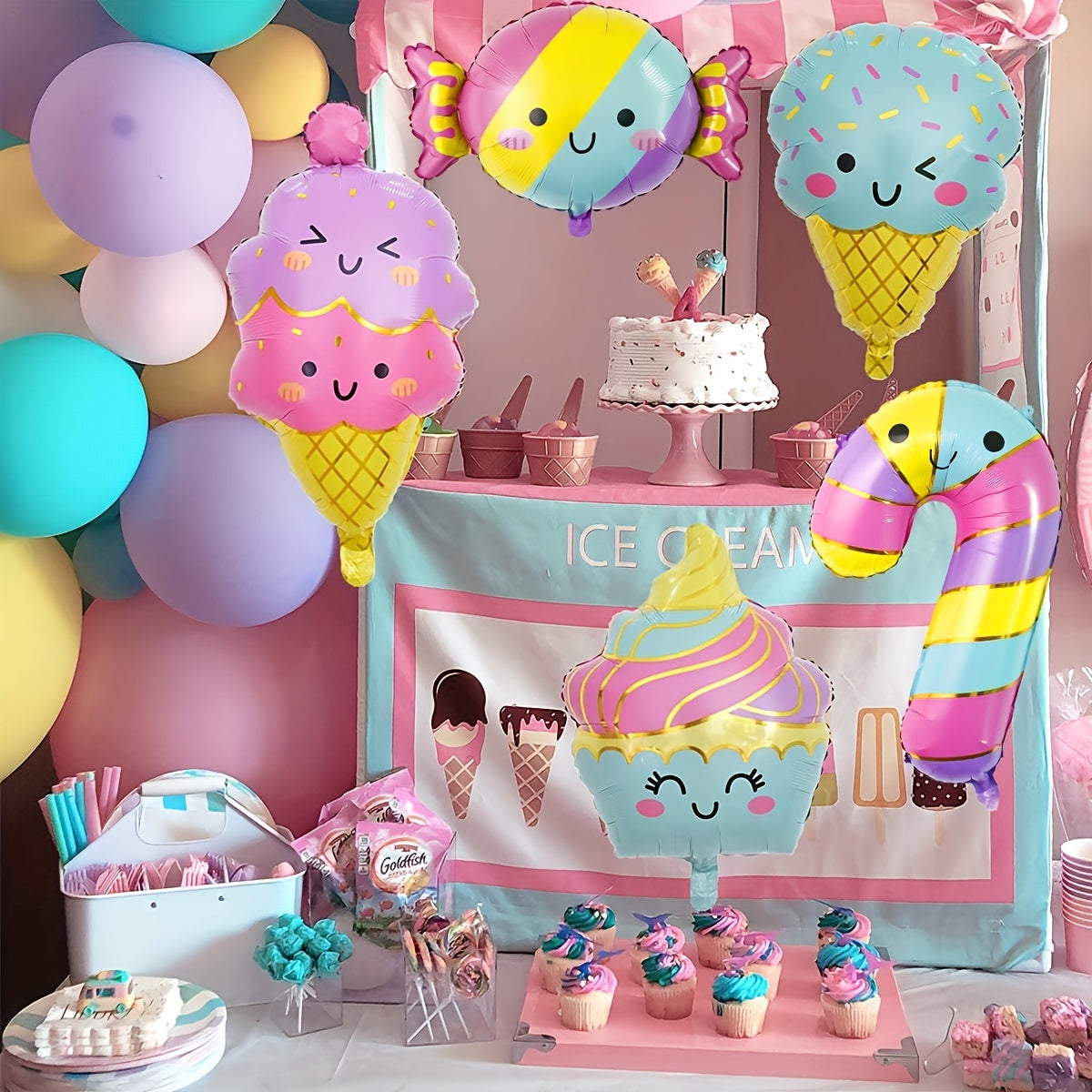 5pcs Dessert Ice Cream Balloons Donut Candy Theme Party Supplies