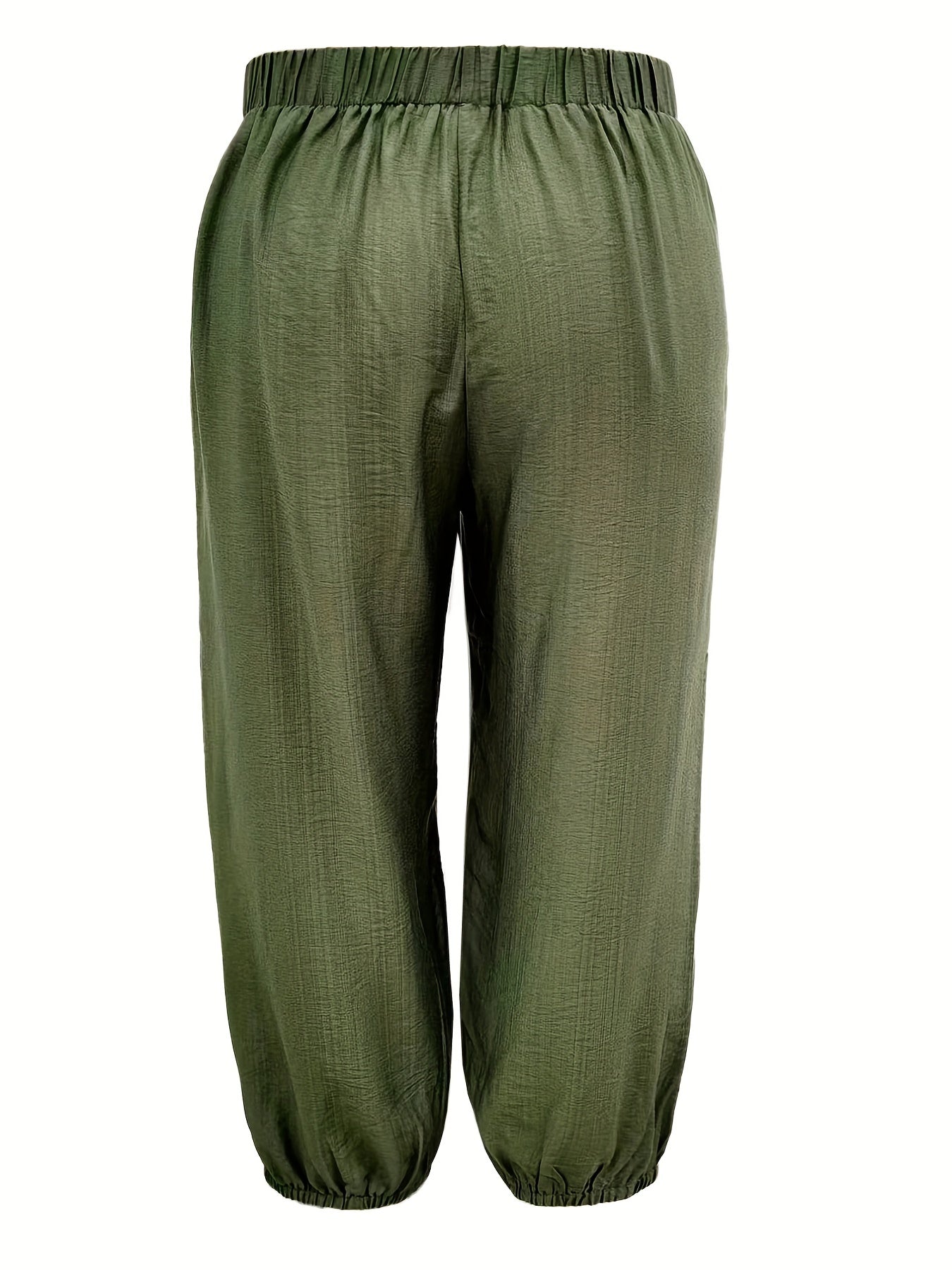 Women's Plus Size Harem Pants Button Decor Drawstring with Pockets