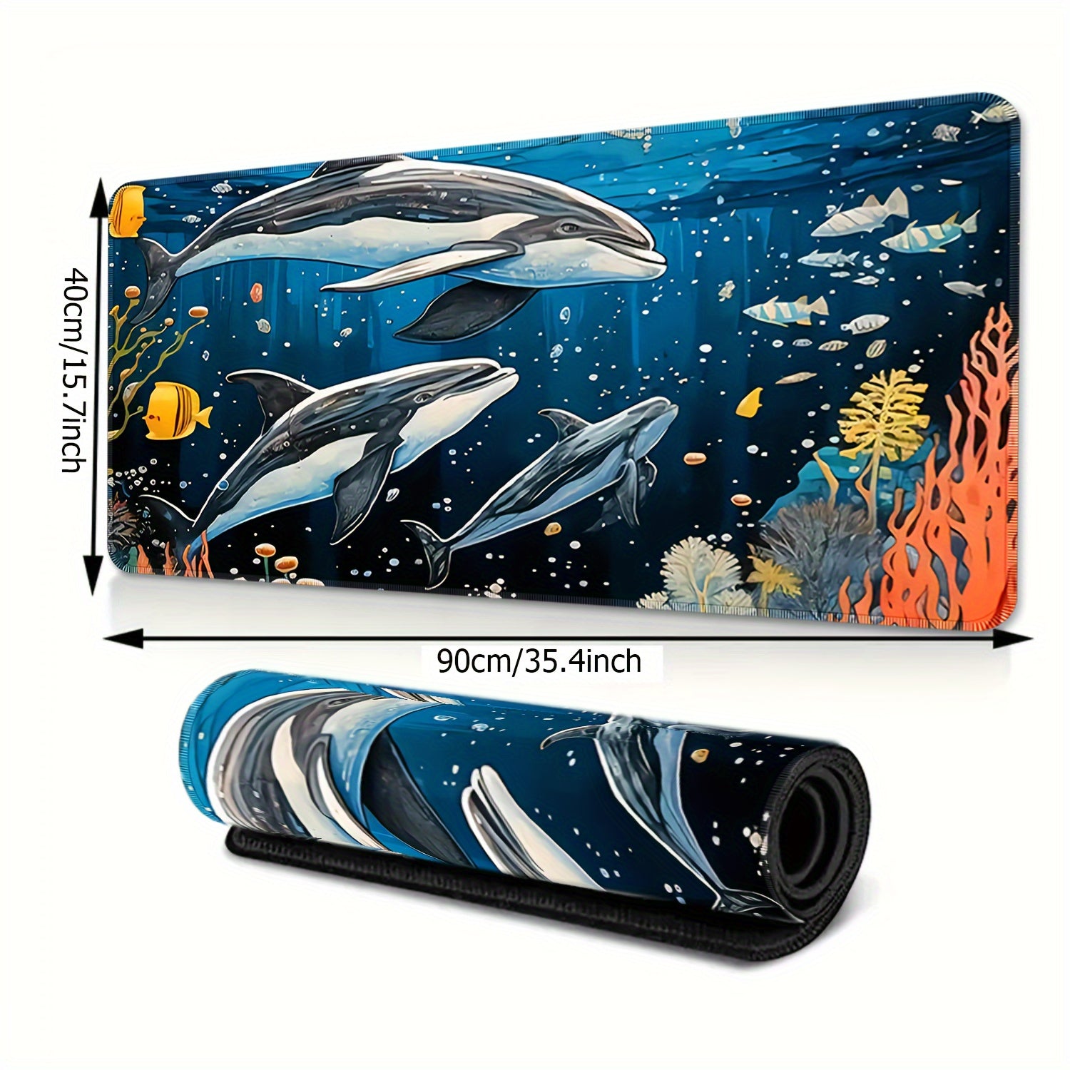 Cartoon Whale Underwater World Large Mousepad