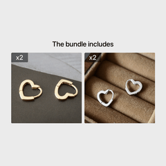 Heart Shaped Hoop Huggie Earrings 925 Silver Plated Ear Buckle Gift