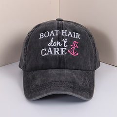 Boat Hair Don't Care Baseball Cap Embroidery Y2K Sunscreen Sports Hat