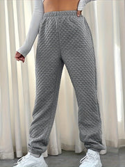  Quilted High Rise Joggers Solid Color