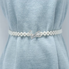 Butterfly Waist Chain Bowknot Faux Pearl Belt Elastic Women's Waist Chain