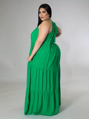  Halter Neck Maxi Smock Dress