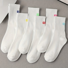 6 Pairs Letter Print Mid Tube Socks Women's Stockings