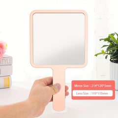 Large Square Cosmetic Mirror with Handle for Women's Makeup