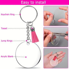 Acrylic Keychain Blanks Set with Hardware Supplies