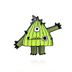 Funny Chicken Head Dog Body Green Monster Cartoon Brooch