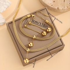 Stainless Steel Jewelry Set Vacuum Plating Necklace Bracelet Earrings