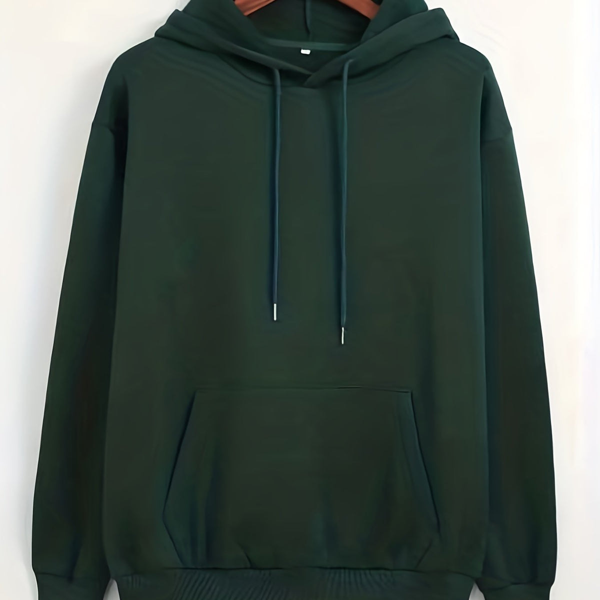 Solid Kangaroo Pocket Hoodie Casual Long Sleeve Drawstring Hoodies Sweatshirt