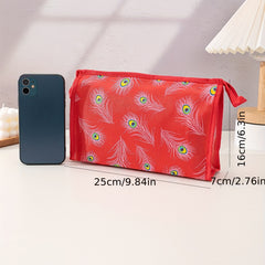 Feather Print Makeup Bag Waterproof Roomy Perfect for Travel