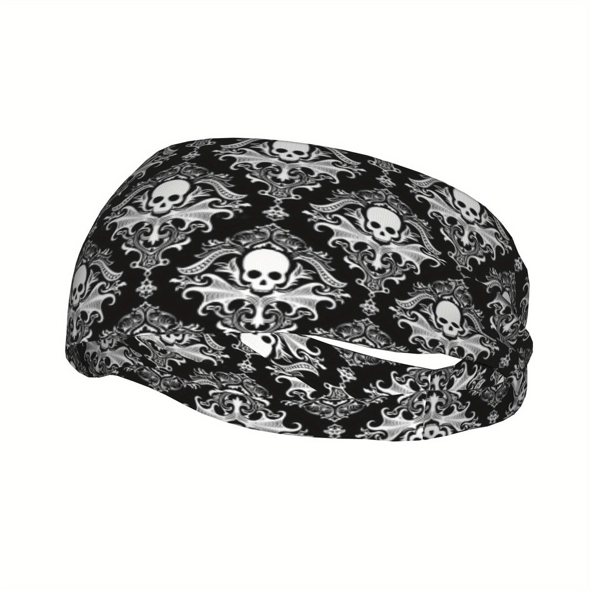 Men's Skull Pattern Headband & Gothic Grip for Gym Running Soft Fit