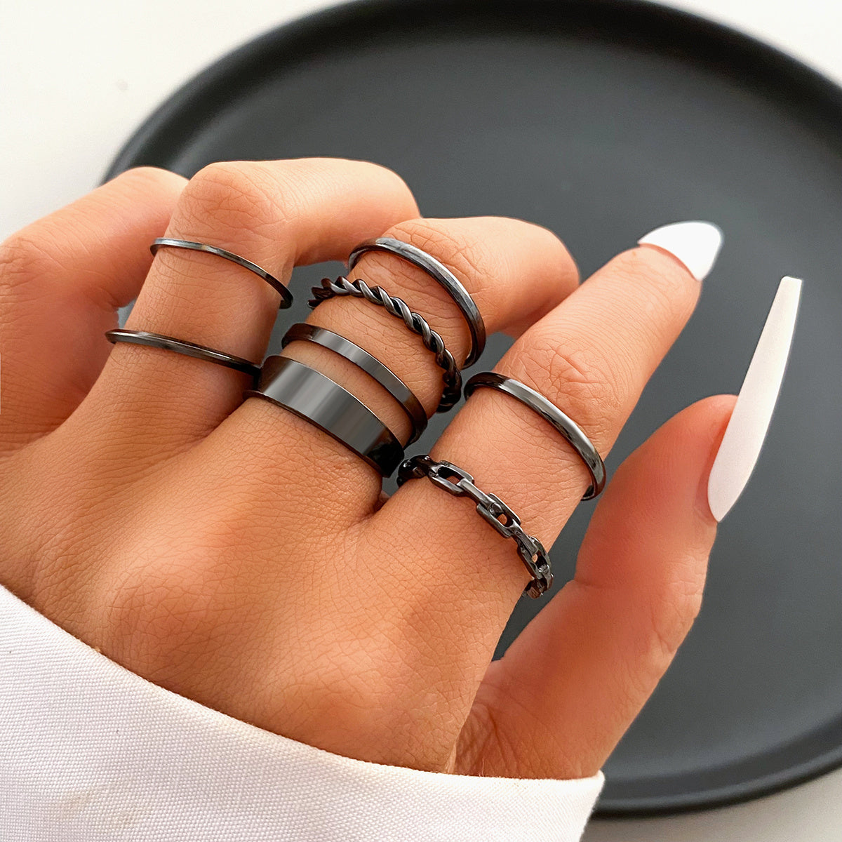Vintage Gothic Stackable Rings Set for Women Girls