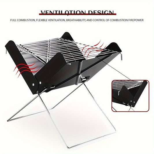 1pc Folding Charcoal Grill for Outdoor & Home Cooking