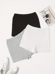 3 Pack Plus Size Basic Pajama Bottoms Set Women's Plus Solid Elastic Waist