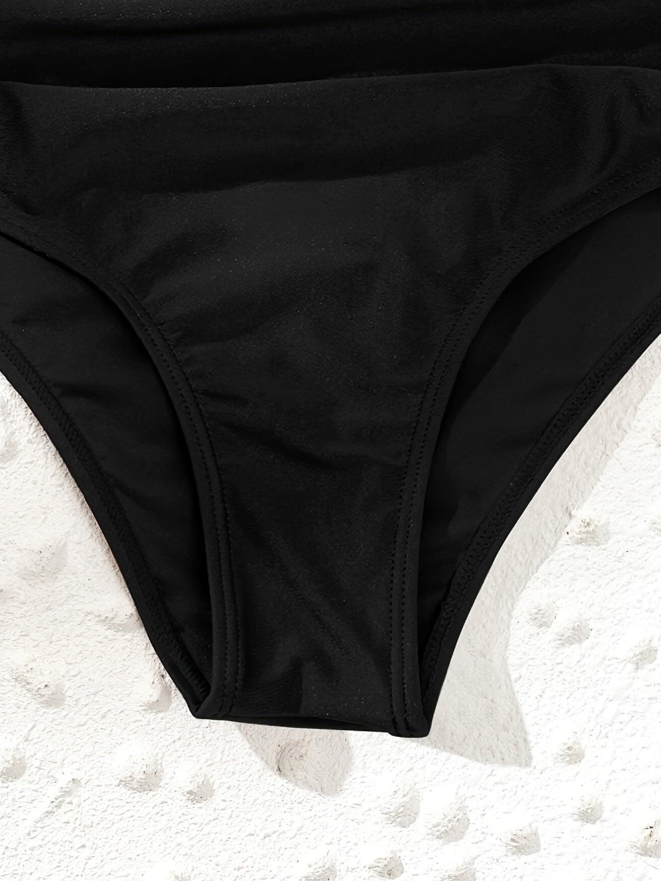 Ruched High Waist Tummy Control Bottom Solid Beach Swimwear