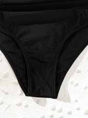 Ruched High Waist Tummy Control Bottom Solid Beach Swimwear
