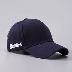 Men's Solid Curved Brim Baseball Cap Side Embroidery Letters Peaked Cap