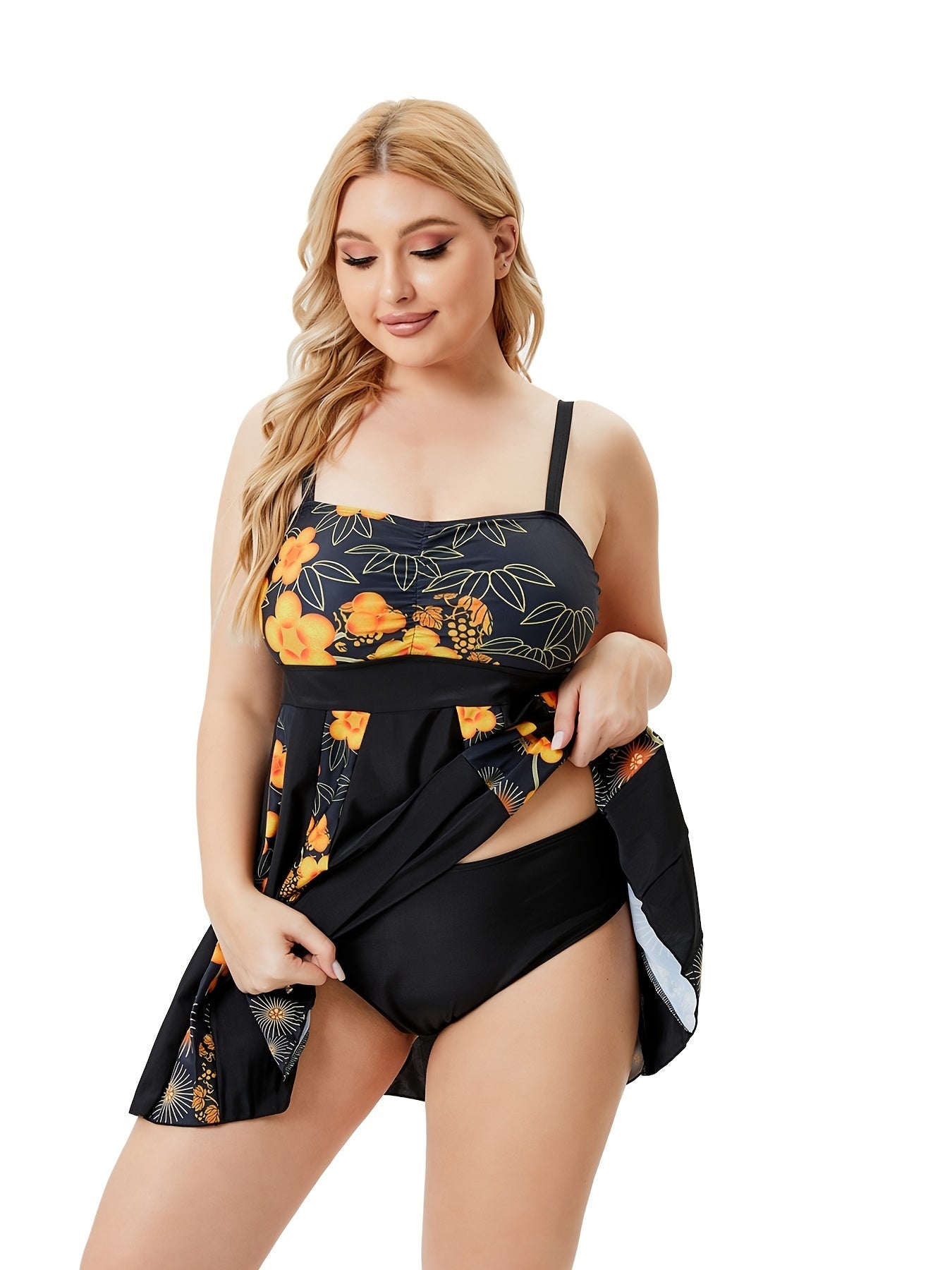 Floral Bikini Set Plus Size Women's Medium Stretch Beachwear