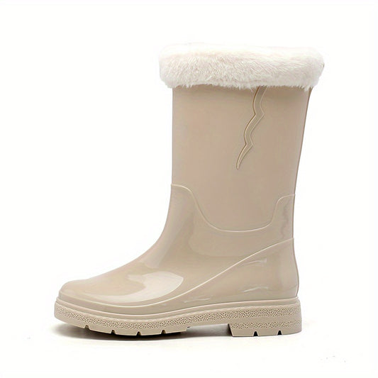 Women's Cremy Mid Calf Boots Fleece Liner Rain Boots