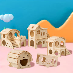 Wooden Hamster Hideout House - Cozy Sleep Nest for Pets