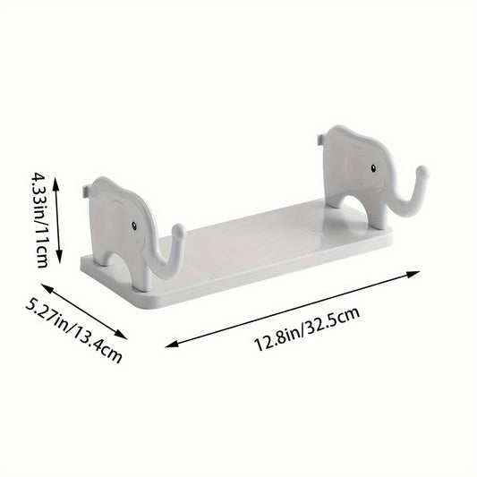 Gray Elephant Ornament Shelf Without Punching Bathroom Storage Shelf