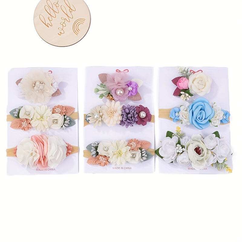 3pcs Flowers Headband Hairband Hair Accessories For Baby Girls