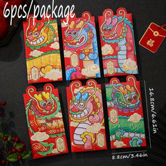 6pcs Dragon Year Red Packet Cartoon 3D Year Press Universal Spring Supplies
