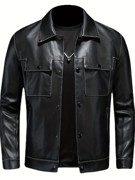 Men's Lapel Button Up Jacket for Outdoor Activities