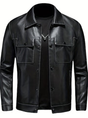 Men's Lapel Button Up Jacket for Outdoor Activities