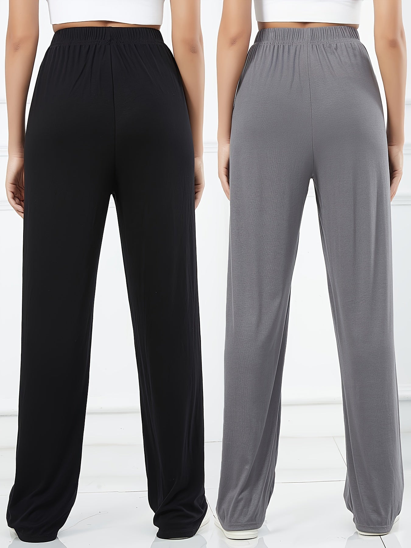 2pcs Women's Stretch Jogger Pants Elastic Waist Loose Fit Casual Activewear